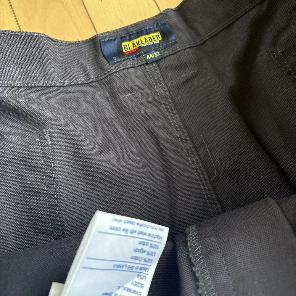 NEW BLAKLADER Canvas Work Pants 1630 Mens 44x32 Blue Knee Pouch Cargo Brawny